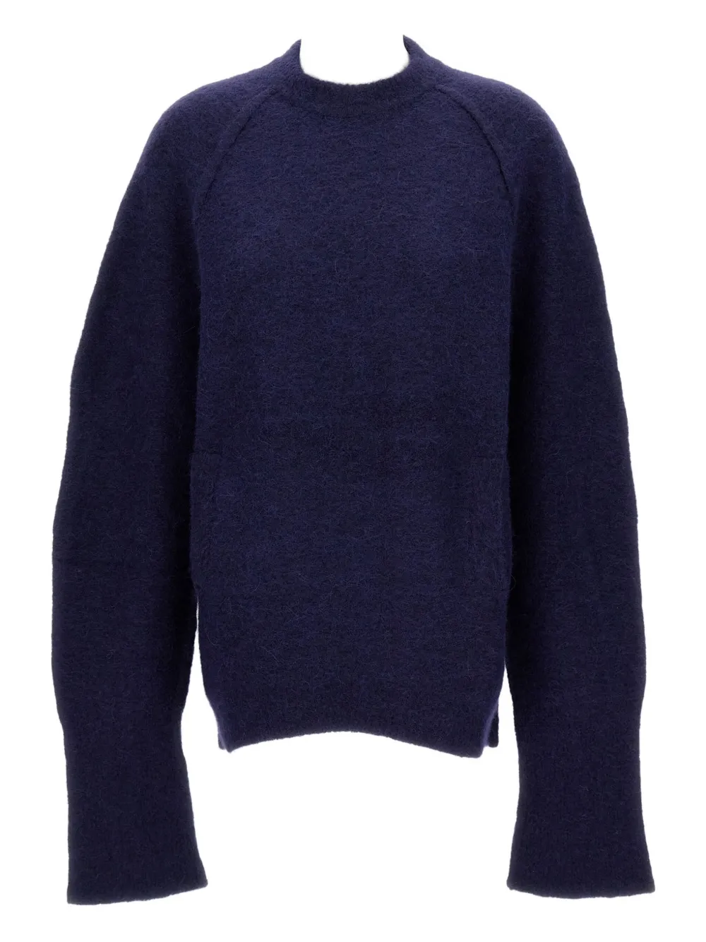 Jejia Fluffy Crew-neck Sweater In Blue