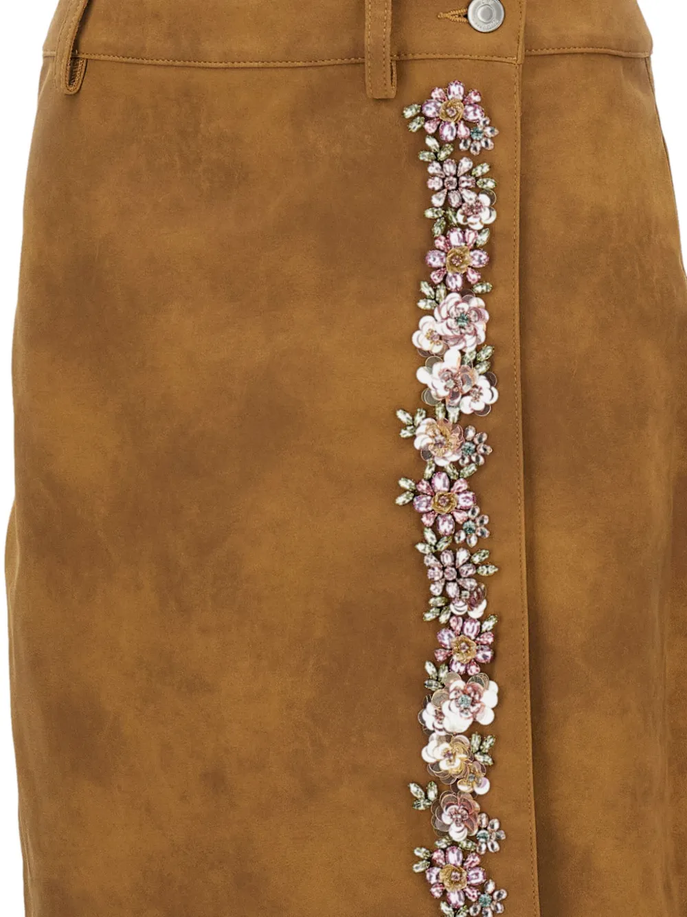 DES PHEMMES Wikkelrok met kristallen bloem Bruin