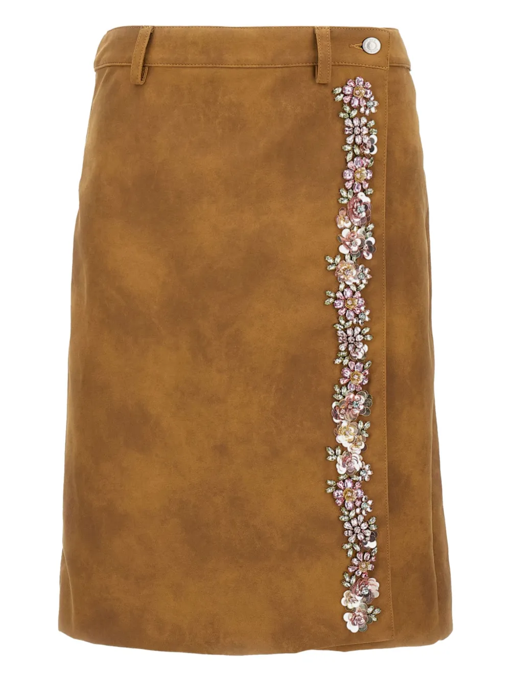 DES PHEMMES crystal-flower wrap skirt | Brown | Image 1