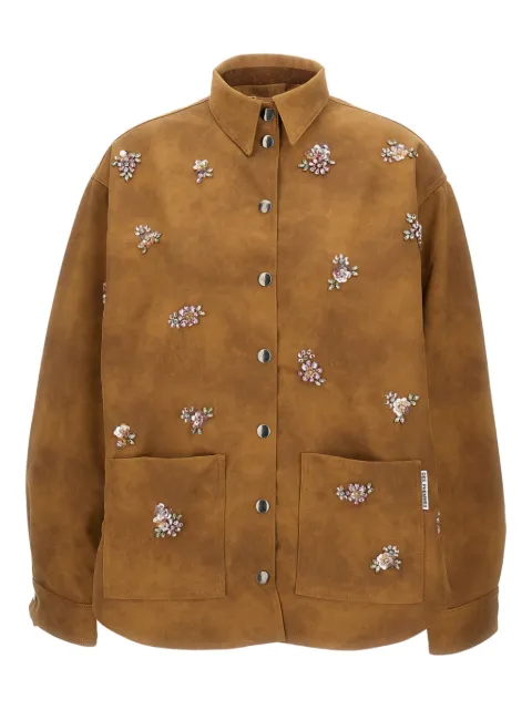 DES PHEMMES crystal-flower embellished jacket