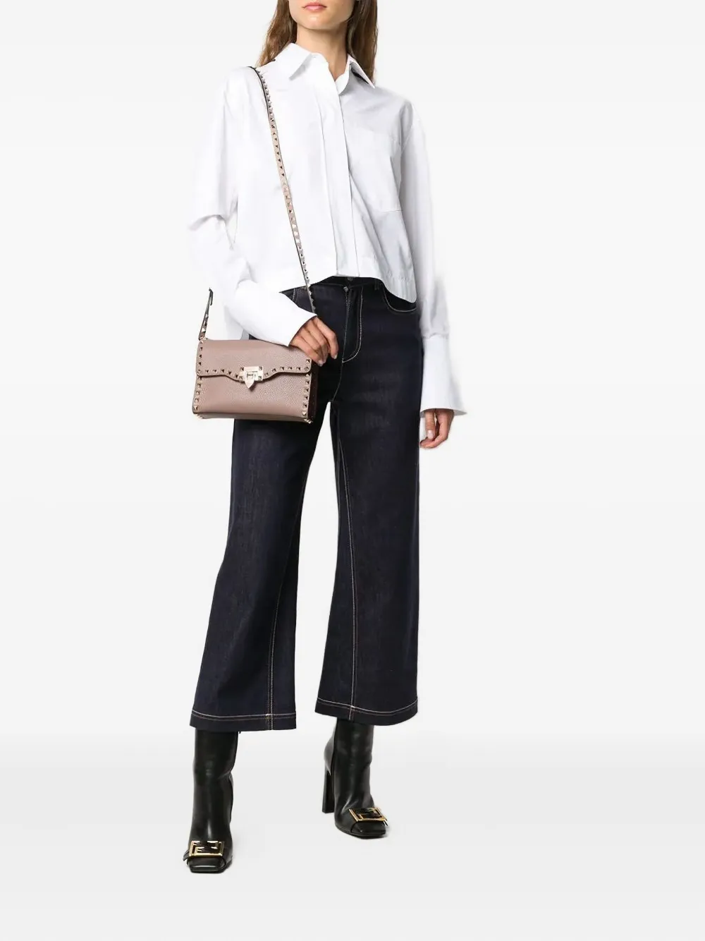 Valentino Small Rockstud Flap Crossbody Bag In Pink