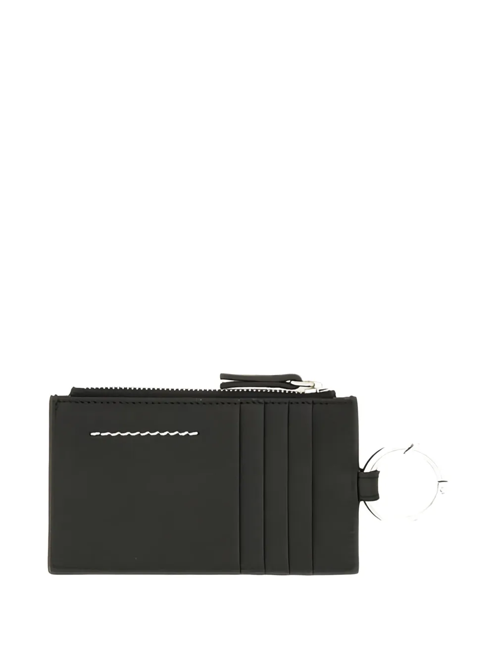 Mm6 Maison Margiela Leather Zip Wallet In Black