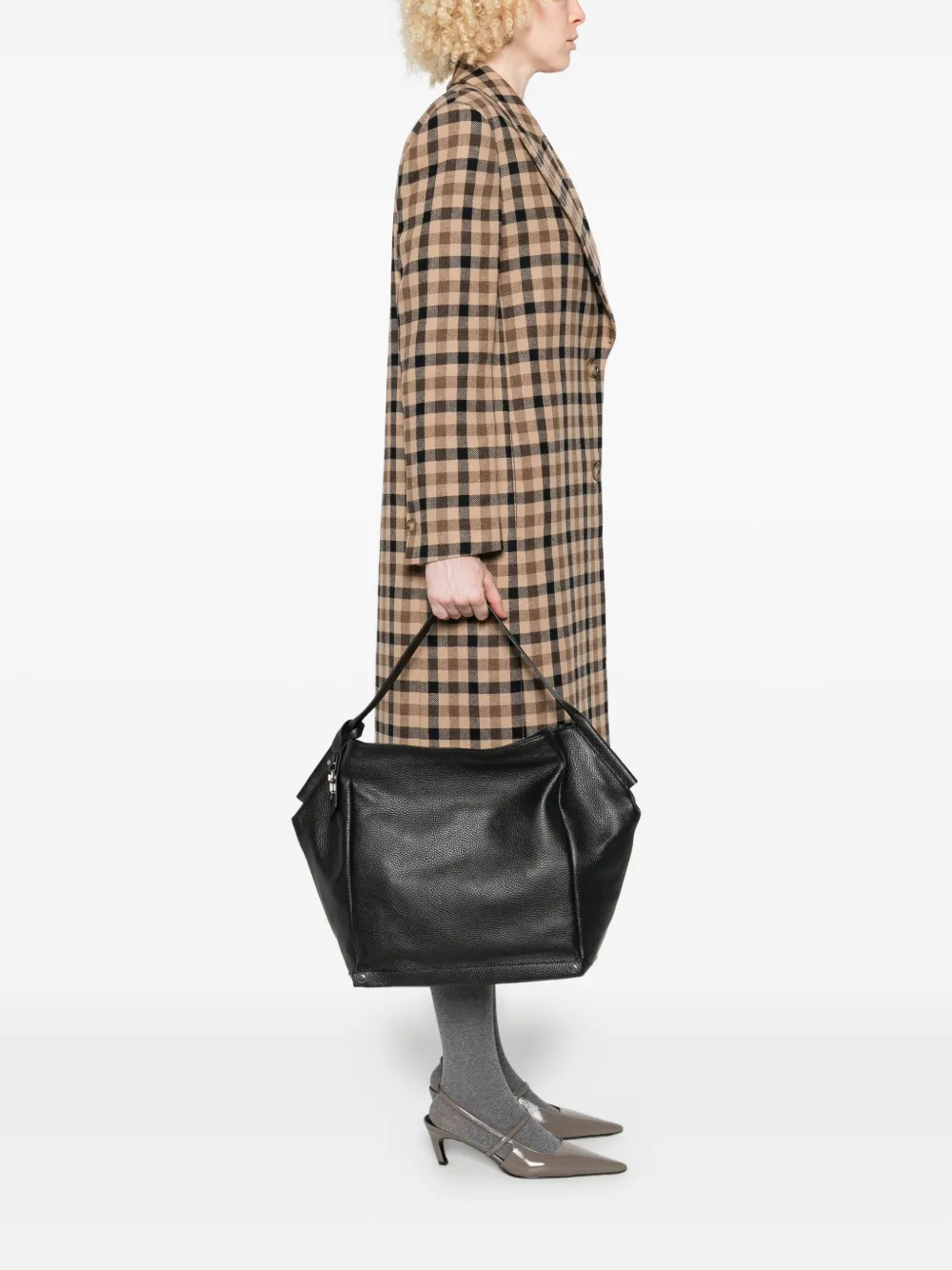 Cromia heart-detail leather tote bag - Zwart