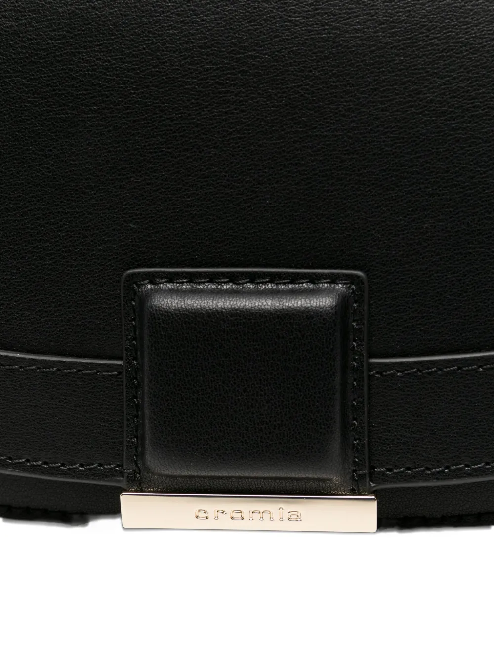 Cromia Half-moon Leather Clutch Bag In Black