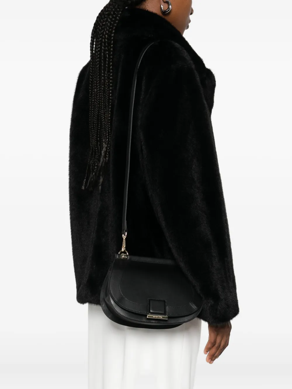 Cromia half-moon leather clutch bag - Zwart