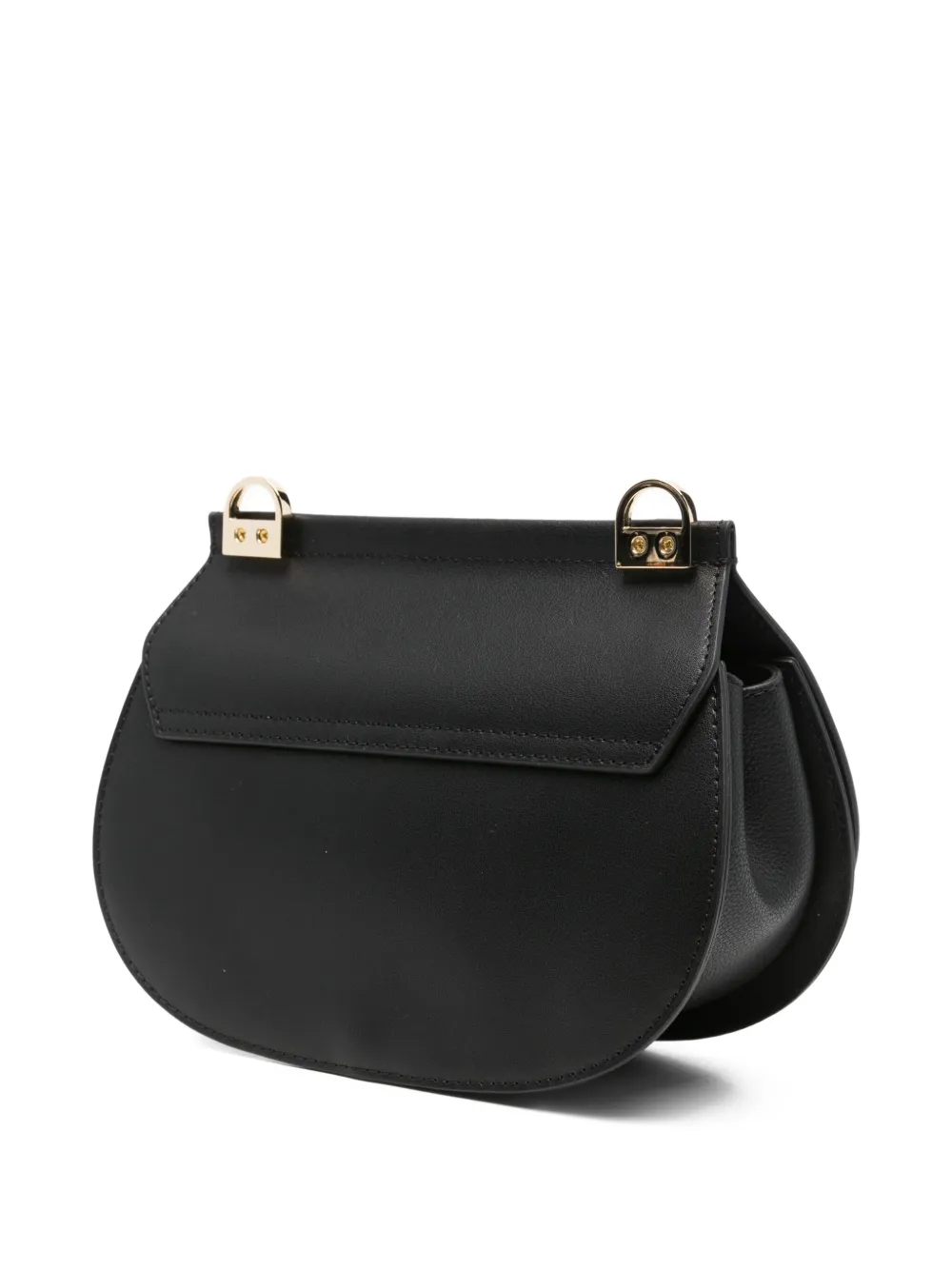 cromia Halvemaanvormige leren clutch Zwart