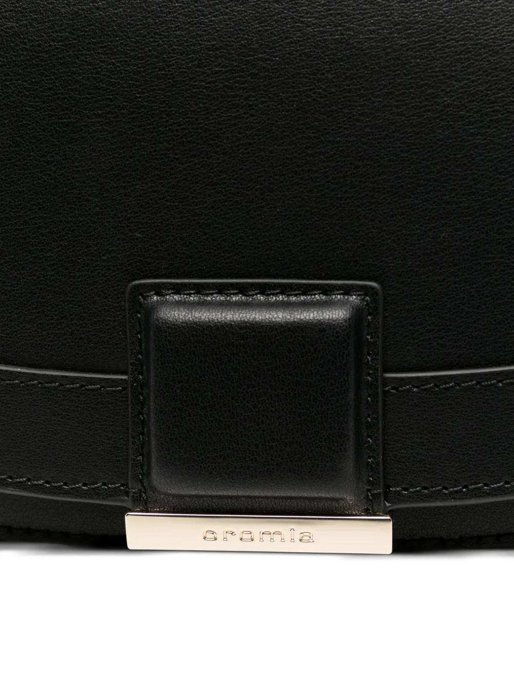 cromia Halvemaanvormige leren clutch Zwart