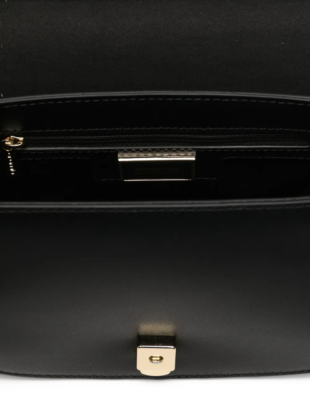 cromia Halvemaanvormige leren clutch Zwart
