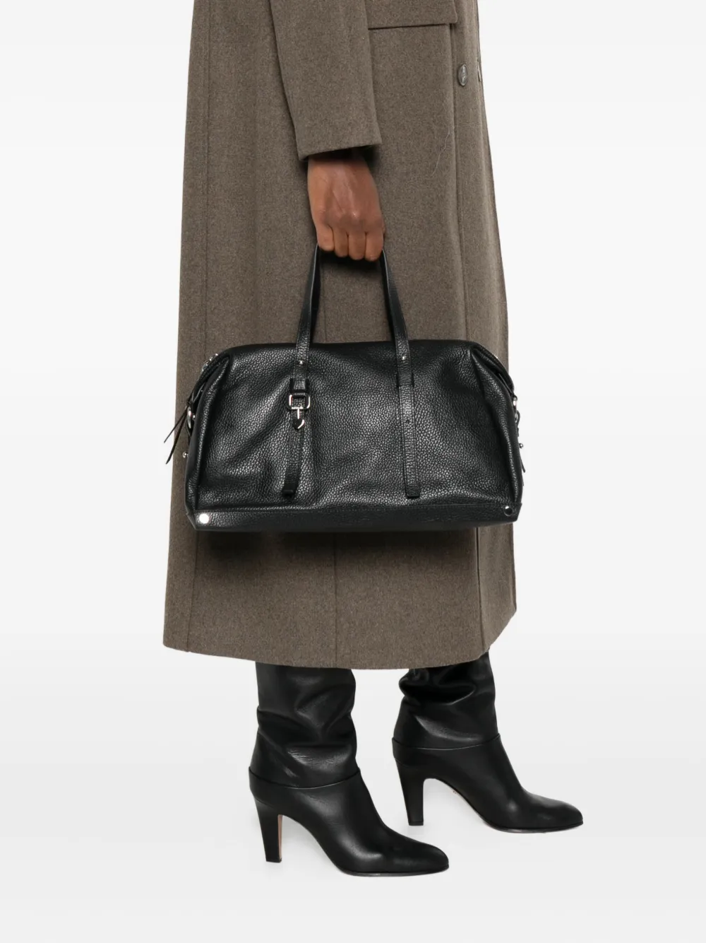 Cromia heart-charm leather tote bag - Zwart