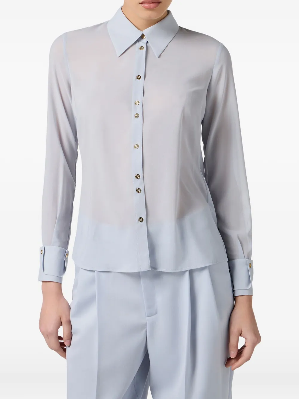Elisabetta Franchi Blouse met open rug en knopen Beige