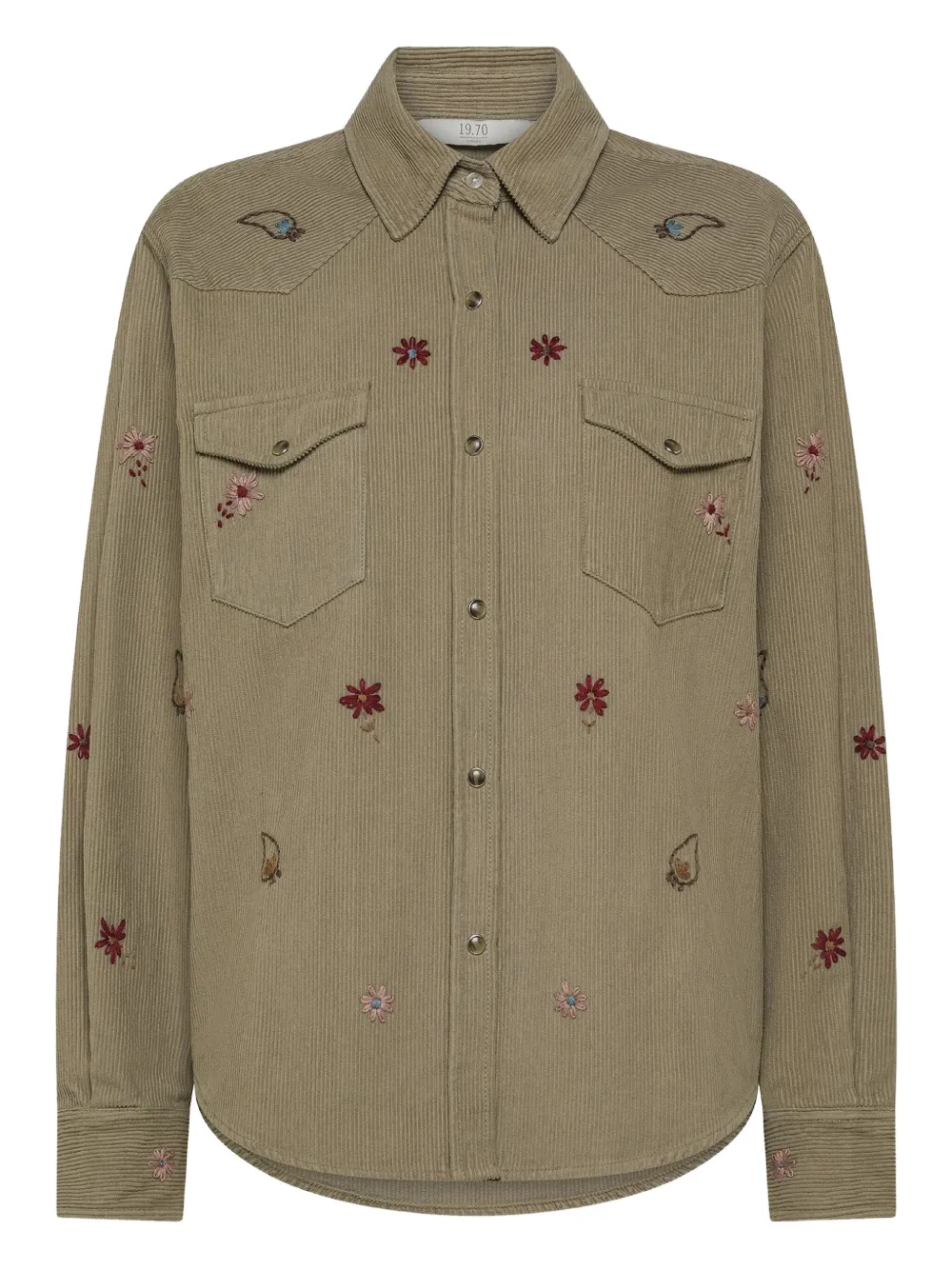Seventy Embroidered Corduroy Shirt In Green