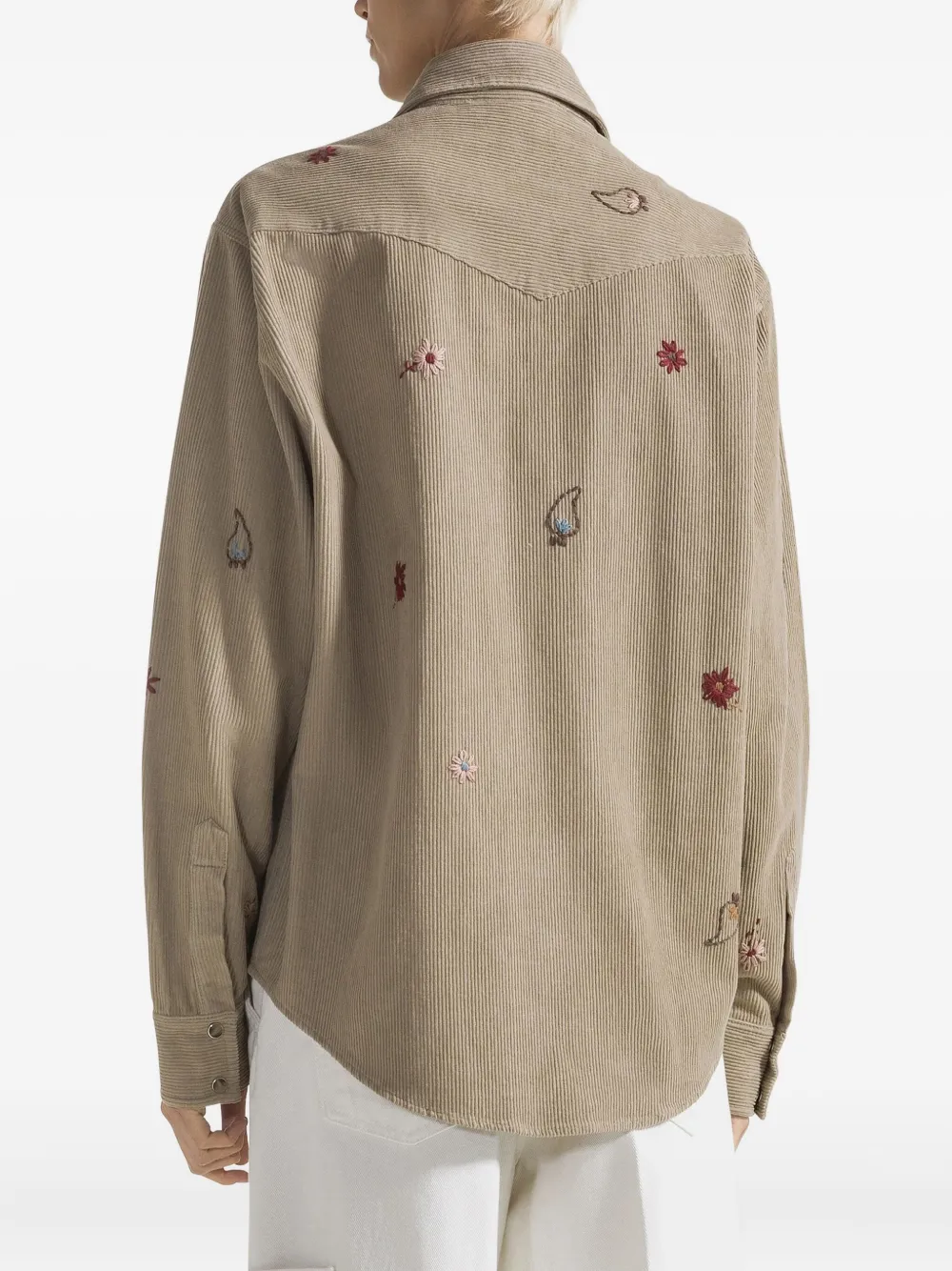 Seventy Embroidered Corduroy Shirt In Green