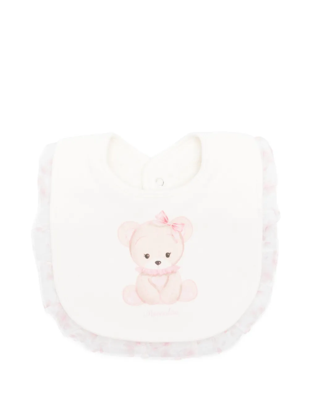 Monnalisa teddy-print ruffled bib - ホワイト Monnalisa teddy-print ruffled bib - ホワイト