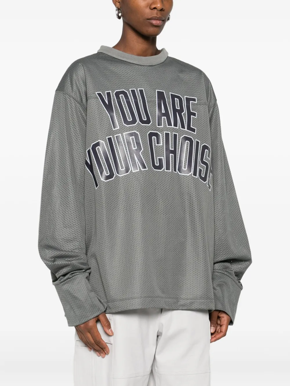 The M Mesh-panel Long-sleeve T-shirt In Gray