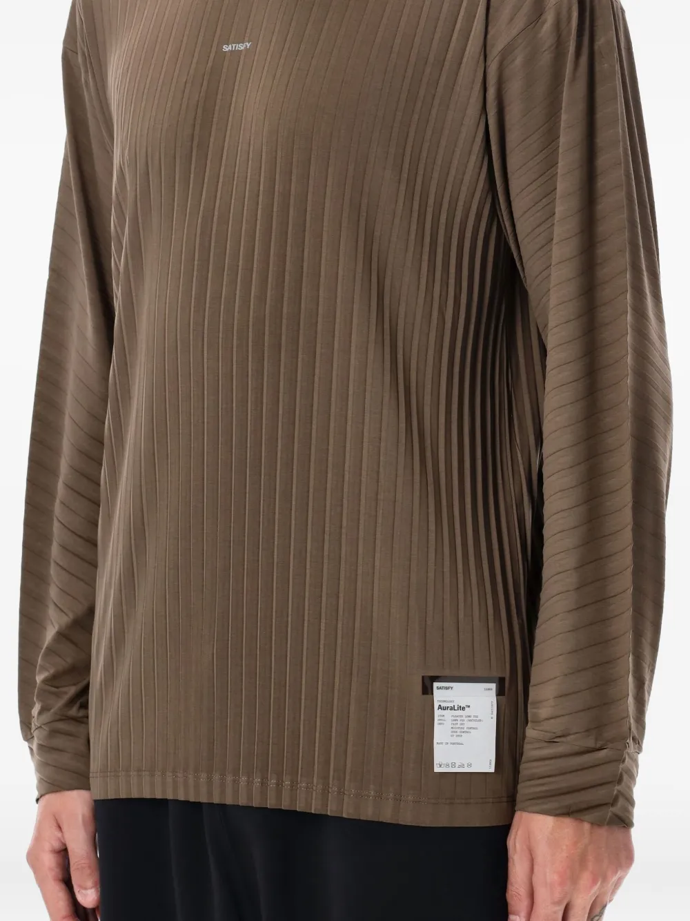 Satisfy Auralite Pleated Olive Long-sleeve T-shirt In Brown