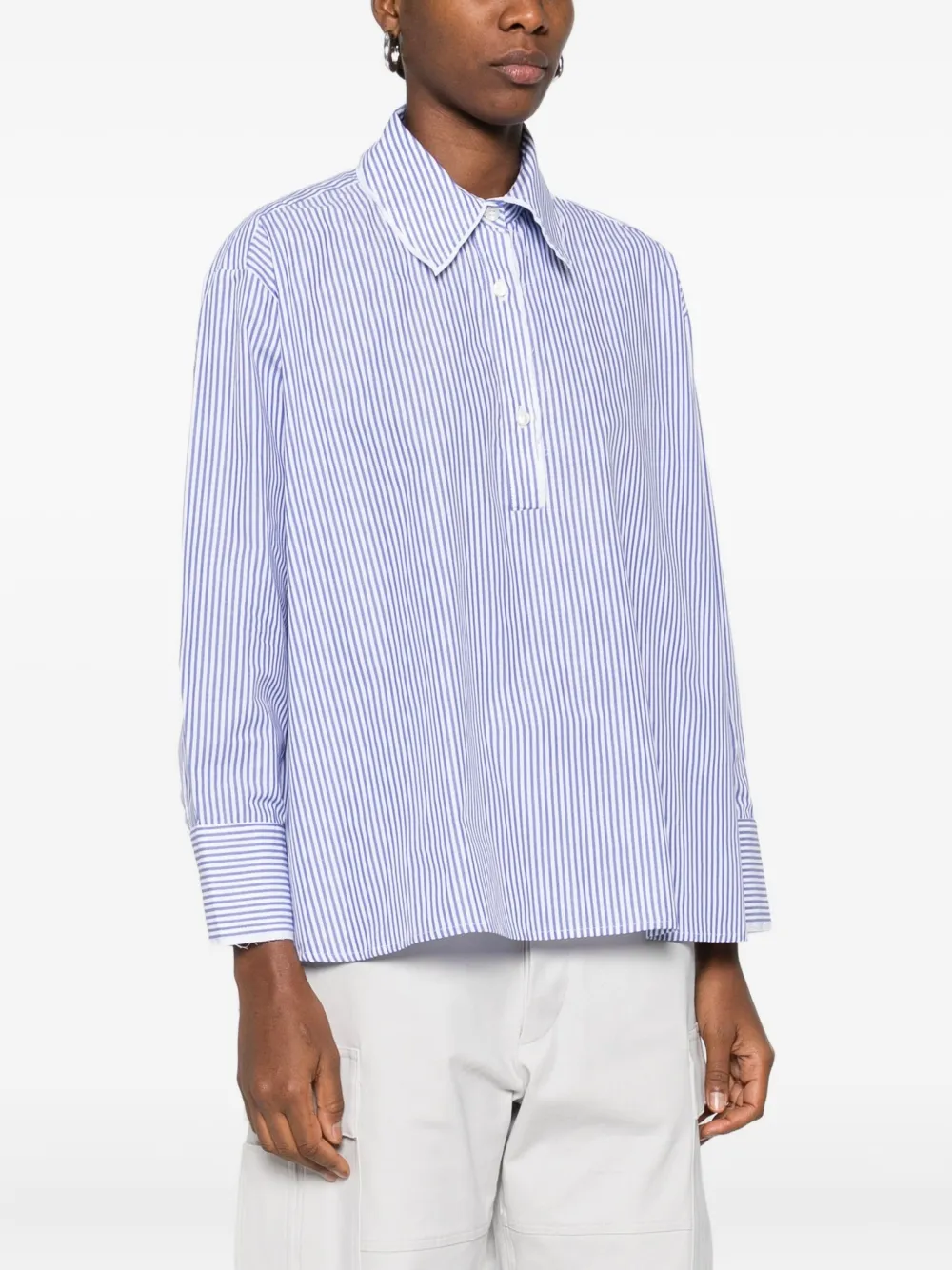 The M Olivia Striped Shirt In Blue