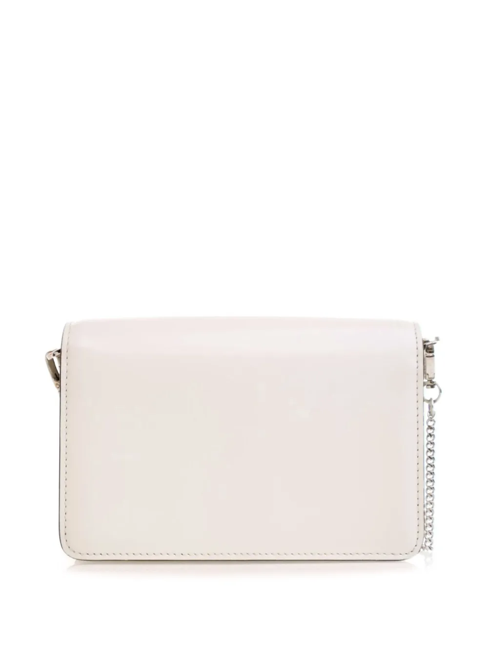 Pre-owned Prada 2013-2025 Spazzolato Triangle Logo Plate Flap Chain Crossbody Bag In White