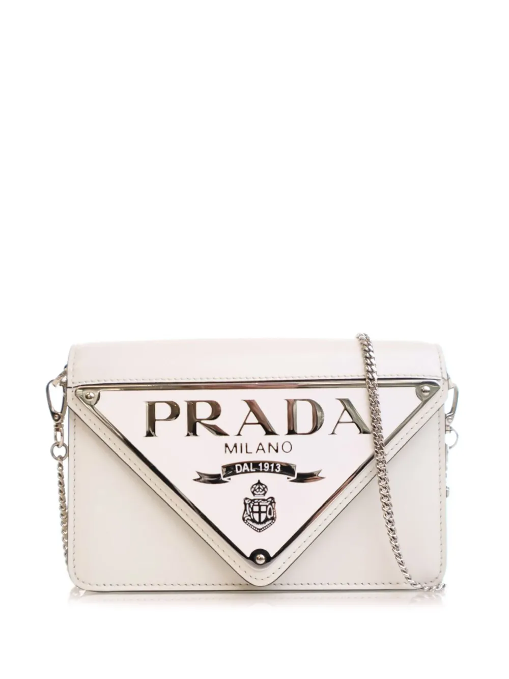 Prada Pre-Owned 2013-2025 スパッツォラート トライアングル ロゴプレート フラップ チェーン ショルダーバッグ - Prada Pre-Owned 2013-2025 スパッツォラート トライアングル ロゴプレート フラップ チェーン ショルダーバッグ -