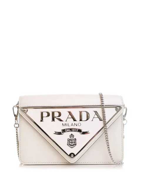 Prada Pre-Owned bolsa crossbody Spazzolato Triangle Logo con cadena 2013-2025