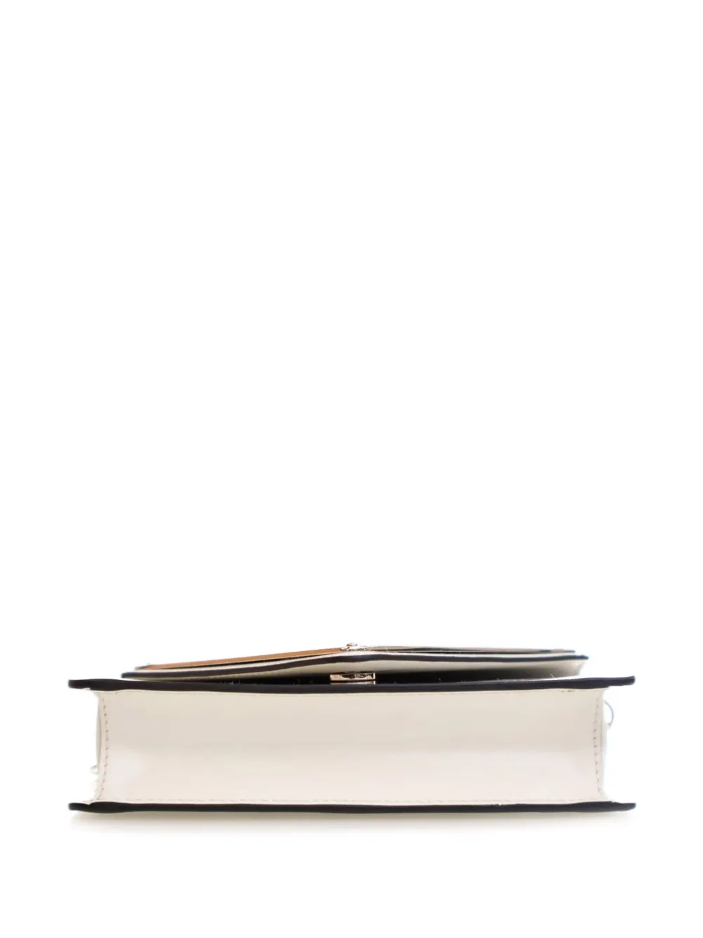 Pre-owned Prada 2013-2025 Spazzolato Triangle Logo Plate Flap Chain Crossbody Bag In White