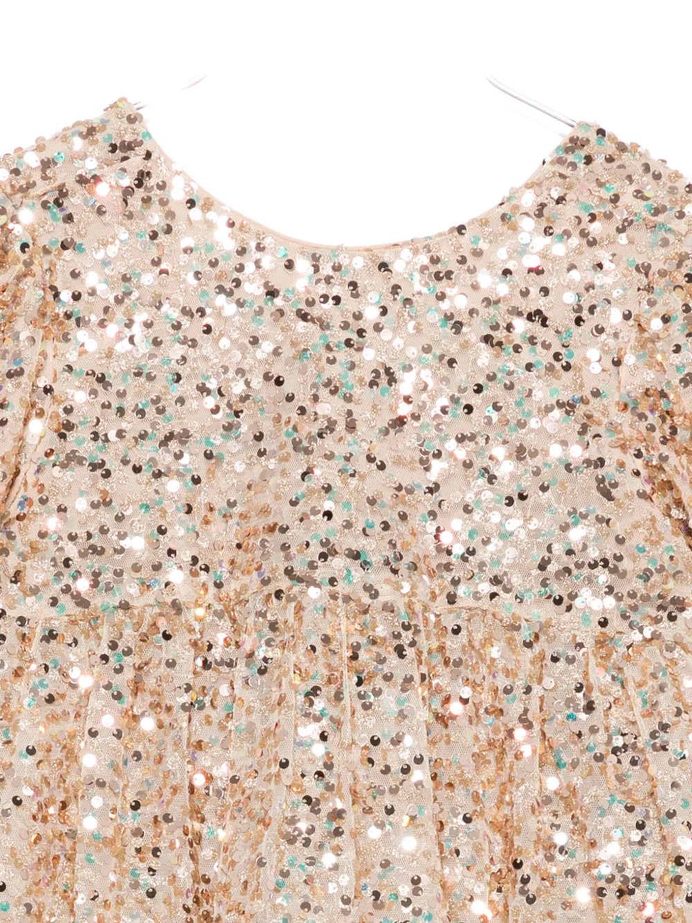 Konges Sløjd Sequin-embellished Puff-sleeve Dress In Gold