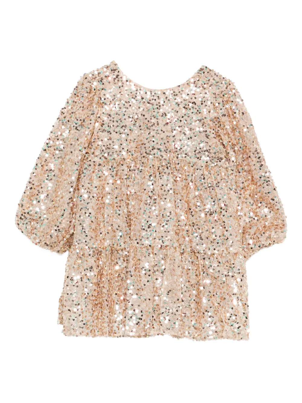 Konges Sløjd sequin-embellished puff-sleeve dress | Gold | Image 1
