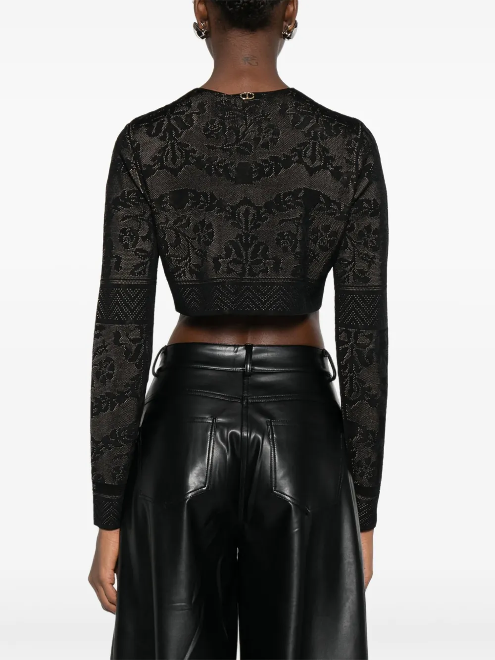 TWINSET Cropped vest met bloemenpatroon Zwart