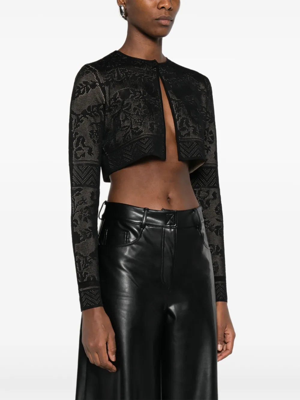 TWINSET Cropped vest met bloemenpatroon Zwart