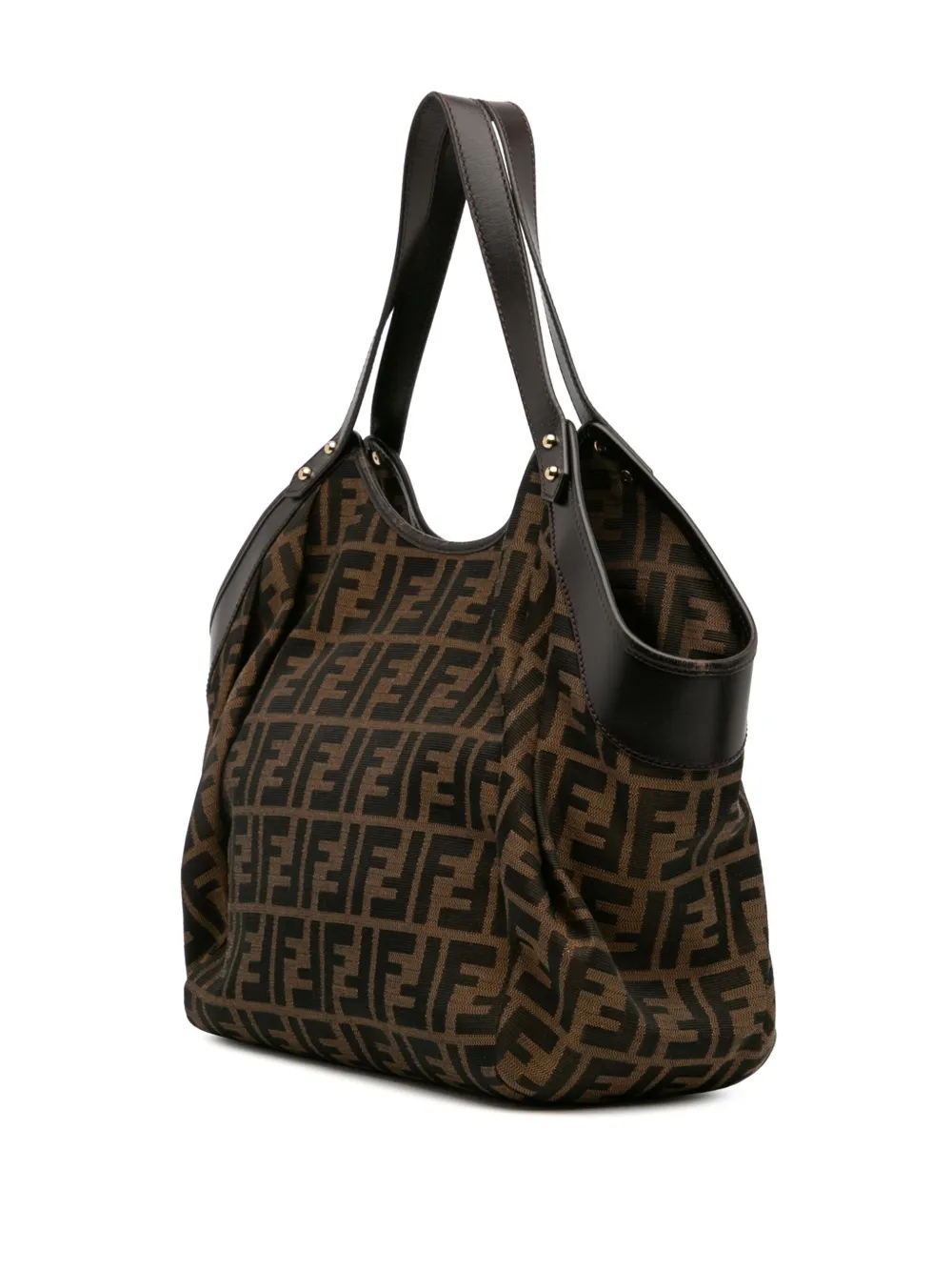 Pre-owned Fendi 2010-2025 Zucca Canvas Chef Tote Bag In Brown