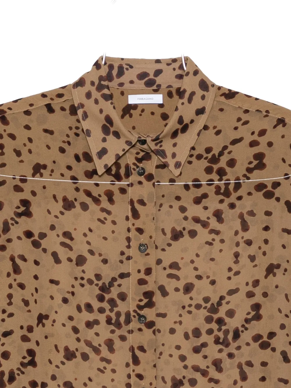 Ferragamo Buttoned Patterned Shirt In Brown