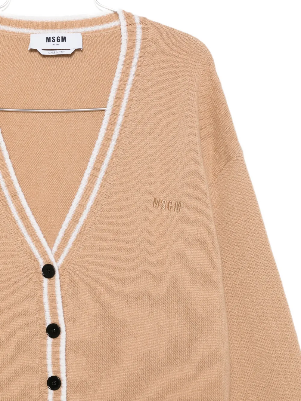 Msgm Buttoned-cuff Cardigan In Neutral