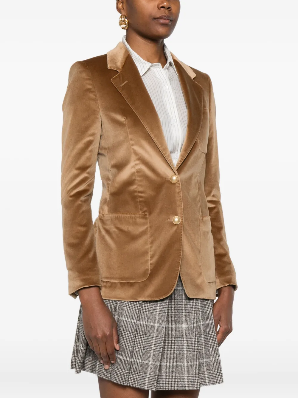 Tagliatore Velvet Patch-pocket Blazer In Brown