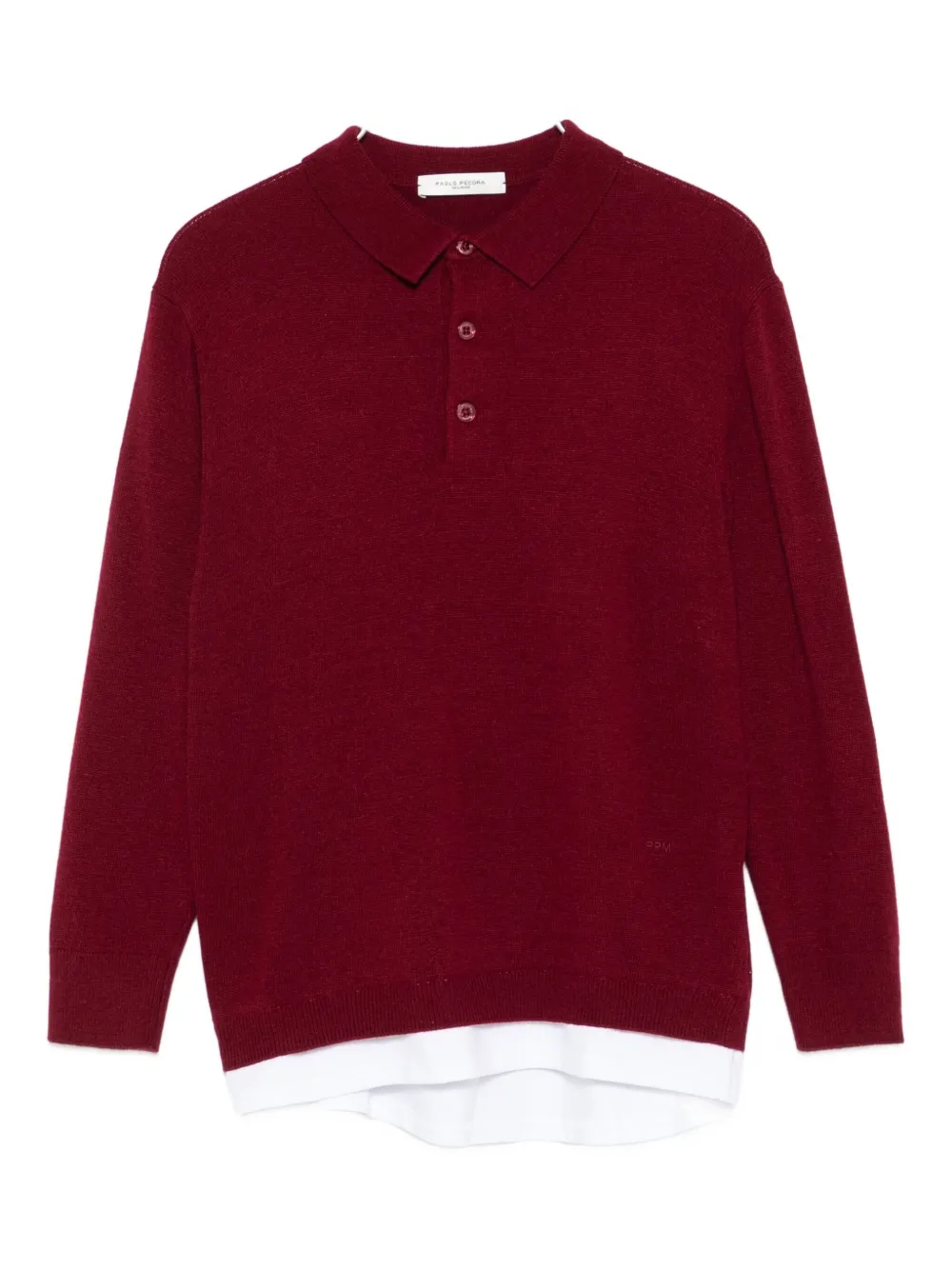 Paolo Pecora Long-sleeve Polo Shirt In Burgundy