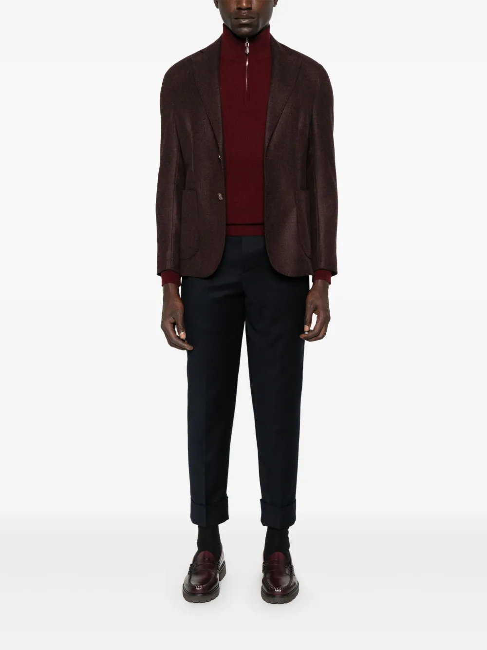 Barba Blazer met opgestikte zak en knopen Bruin