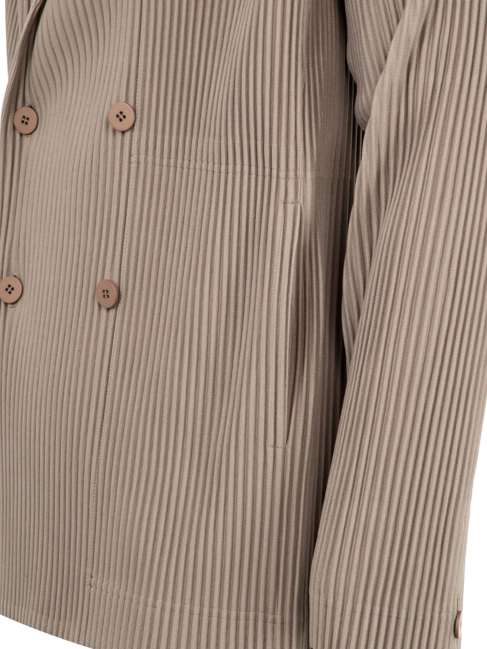 Issey Miyake Pleated Double-breasted Blazer In Brown