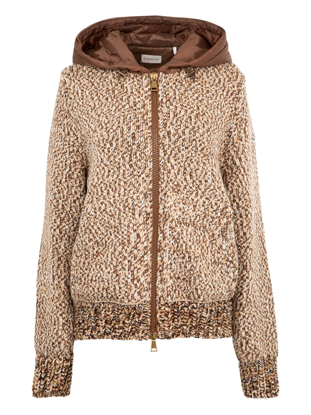 Moncler hooded zip cardigan | Brown | Image 1