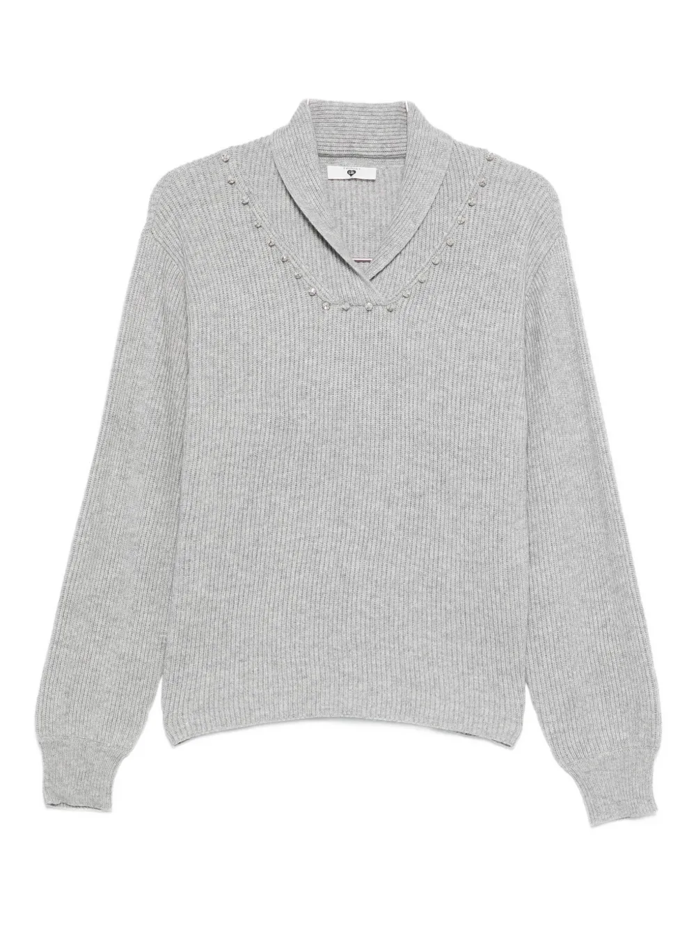 Twinset Embellished-collar Sweater In Gray