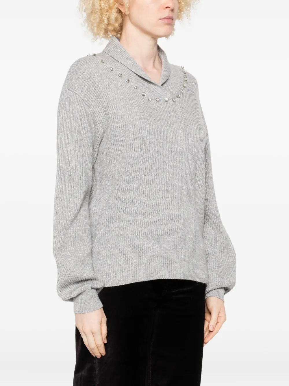 Twinset Embellished-collar Sweater In Gray