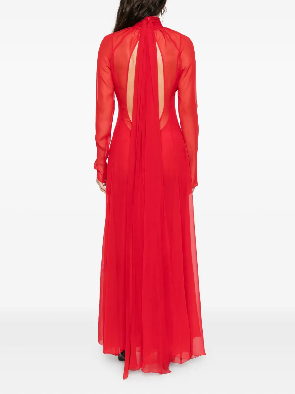 Blumarine High-neck Long-sleeve Dress In Red