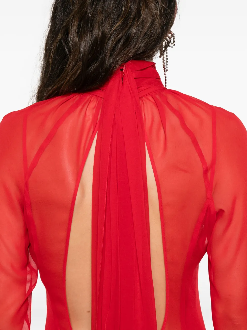 Blumarine High-neck Long-sleeve Dress In Red