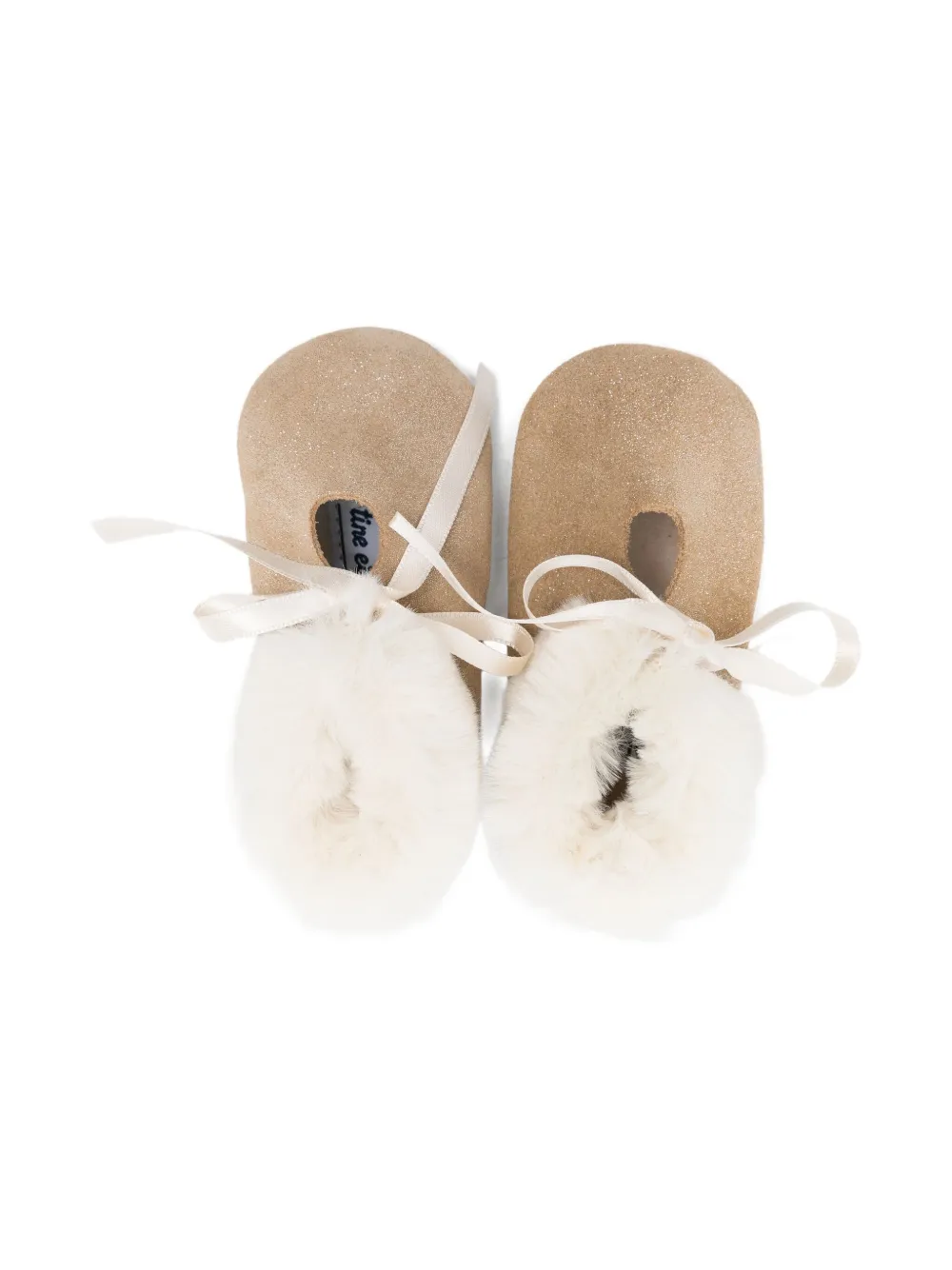 Tartine Et Chocolat Glittered Ribbon Booties In Gold