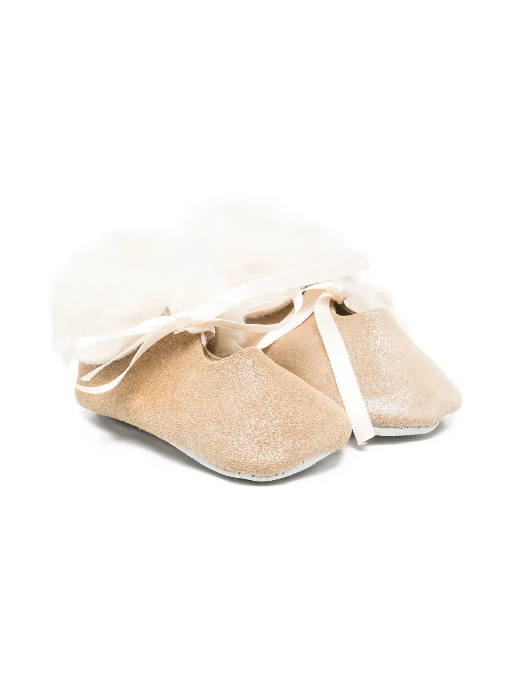 Tartine Et Chocolat glittered ribbon booties Gold