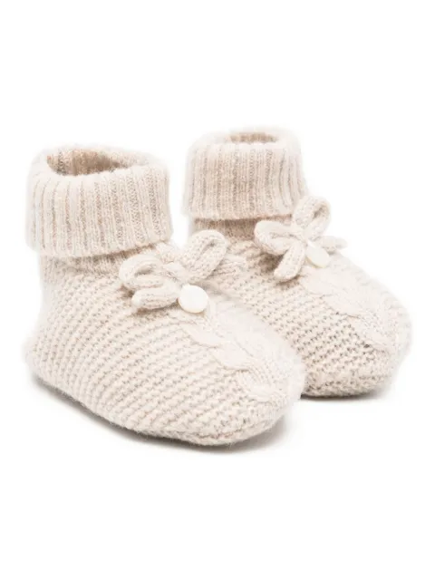 Tartine Et Chocolat cable-knit bow booties