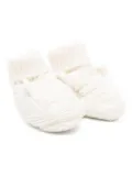 Tartine Et Chocolat cable-knit pom-pom booties - White