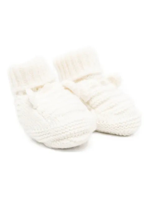 Tartine Et Chocolat cable-knit pom-pom booties