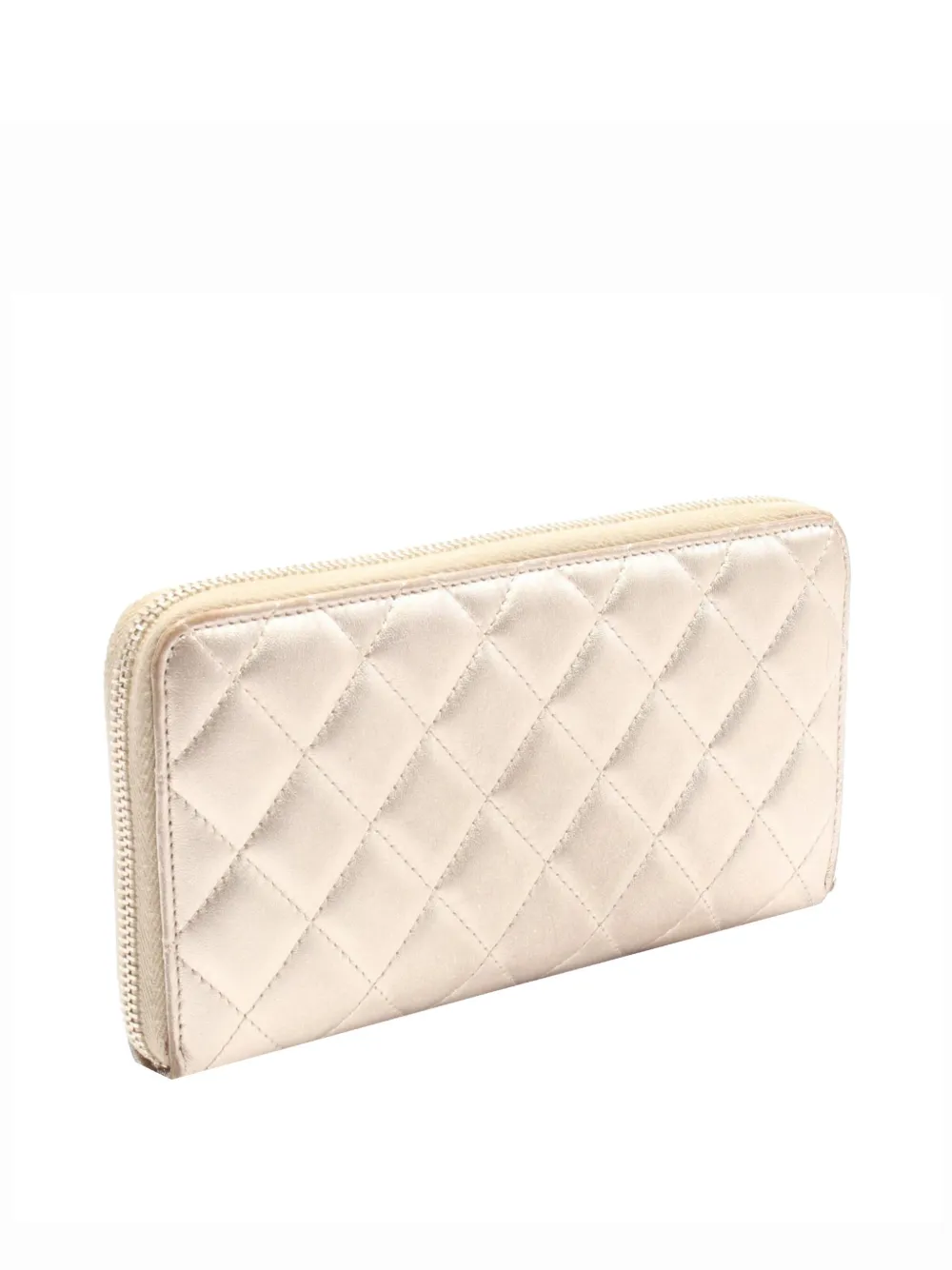 CHANEL Pre-Owned 2014 CC Quilted Metallic Lambskin Zip Around Wallet long wallets | Image 2