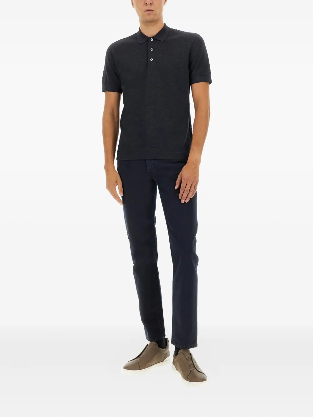 Zegna buttoned short-sleeve T-shirt - Zwart