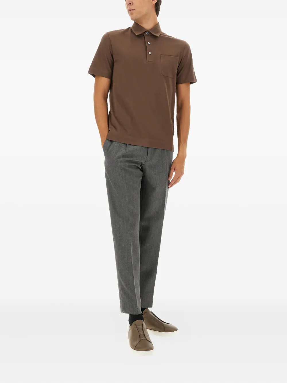 Zegna pocket polo shirt - Bruin