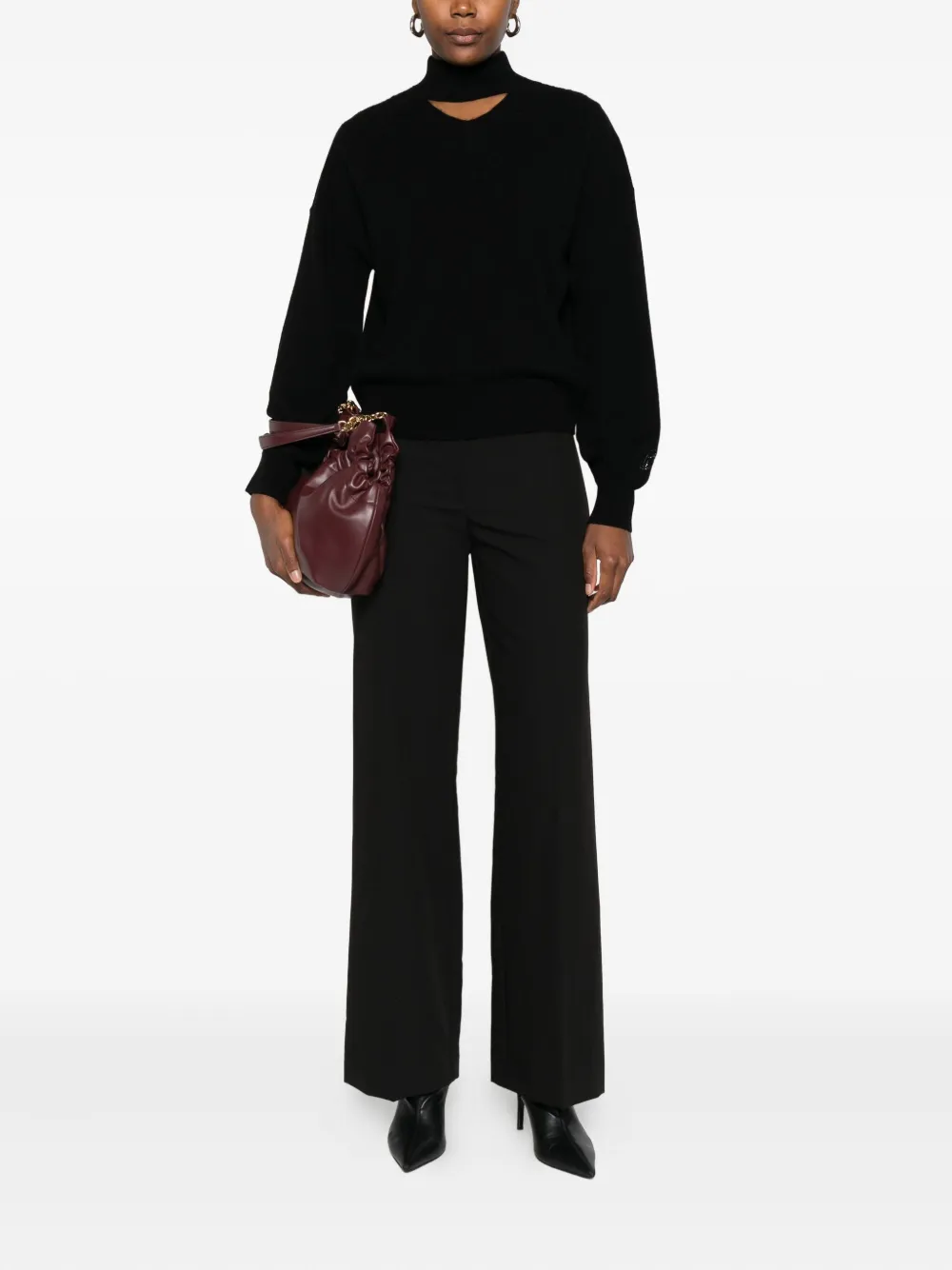 Patrizia Pepe Flat-front Trousers In Black