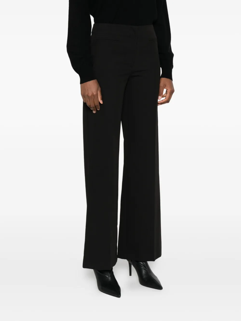 Patrizia Pepe Flat-front Trousers In Black